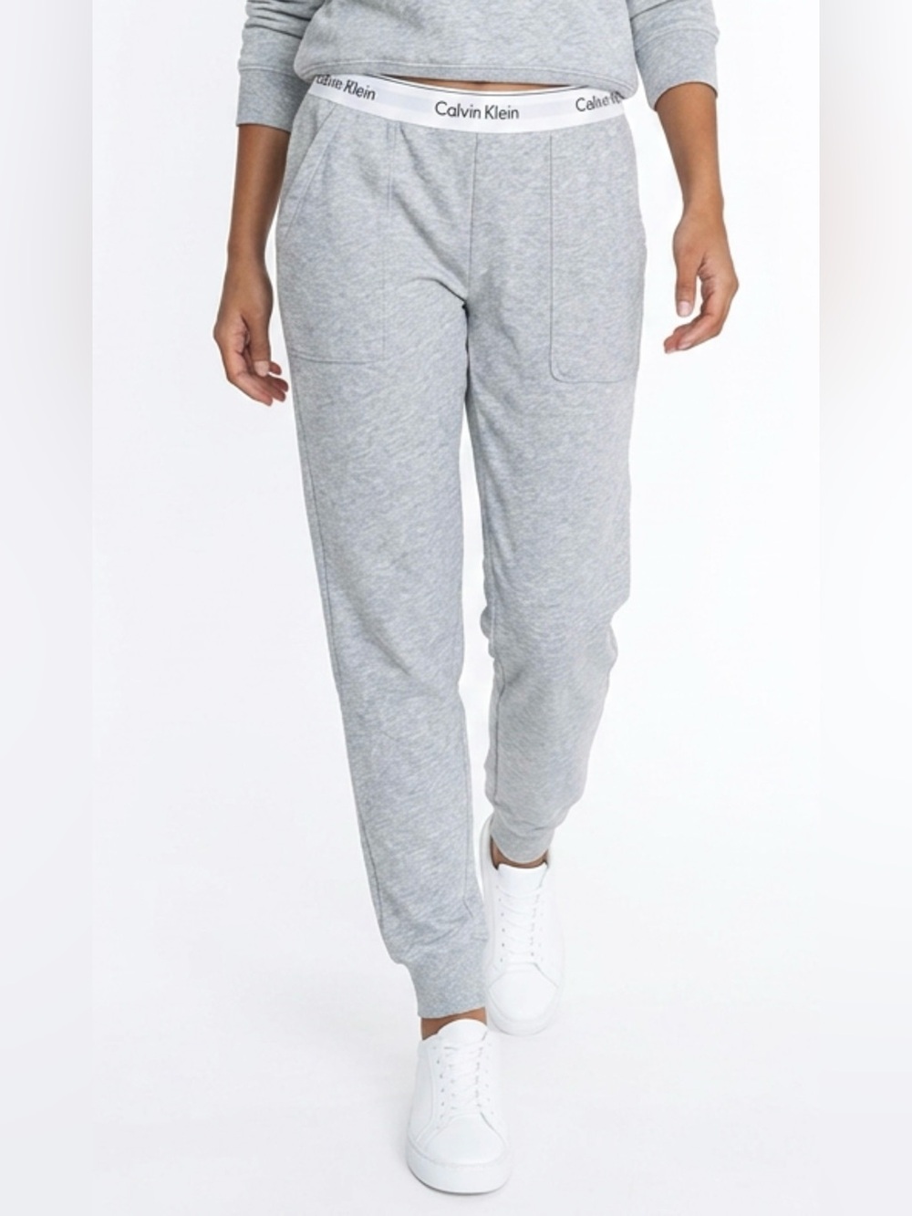 Calvin Klein Light Gray Logo-Waist Jogger Pants